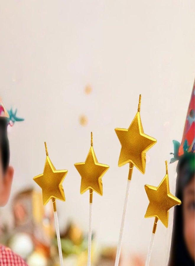 Pop Colours Star Design Candle | Cake Topper | Newly Design | Candle for Bithday, Wedding, Anniversary,Parties and More | 4 Pcs (Gold) - Image 2